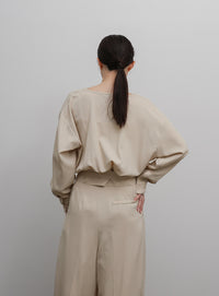 【Et】Two-Tuck Wide Strech Pants
