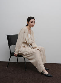 【Et】Two-Tuck Wide Strech Pants