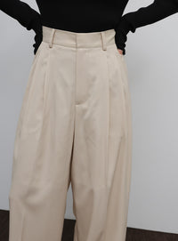 【Et】Two-Tuck Wide Strech Pants