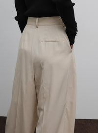 【Et】Two-Tuck Wide Strech Pants