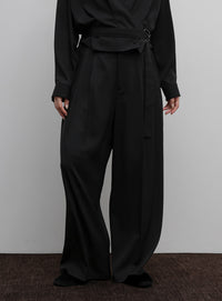 【Et】Two-Tuck Wide Strech Pants