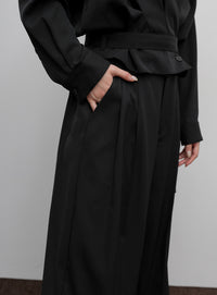 【Et】Two-Tuck Wide Strech Pants
