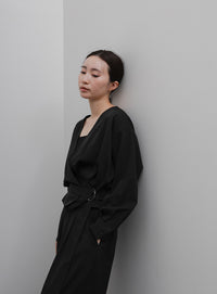 【Et】Two-Tuck Wide Strech Pants