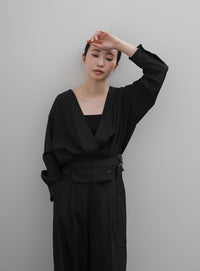 【Et】Two-Tuck Wide Strech Pants