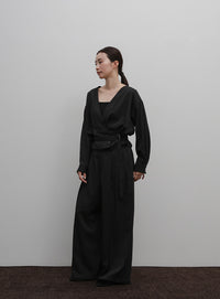 【Et】Two-Tuck Wide Strech Pants