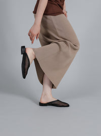 【Et】Square-toe Mesh slip-ons