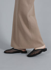 【Et】Square-toe Mesh slip-ons