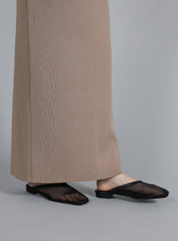 【Et】Square-toe Mesh slip-ons