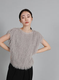 【Et】2WAY feather Short Vest