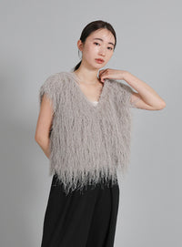 【Et】2WAY feather Short Vest