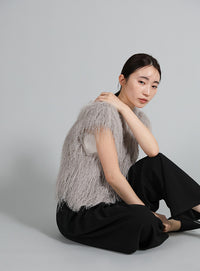 【Et】2WAY feather Short Vest