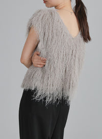 【Et】2WAY feather Short Vest