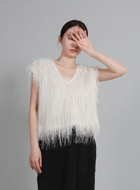 【Et】2WAY feather Short Vest
