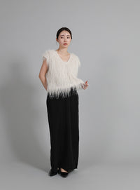 【Et】2WAY feather Short Vest