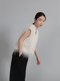 【Et】2WAY feather Short Vest
