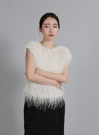 【Et】2WAY feather Short Vest