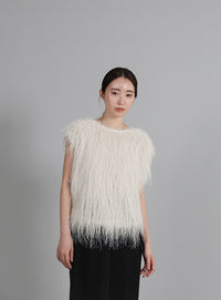 【Et】2WAY feather Short Vest