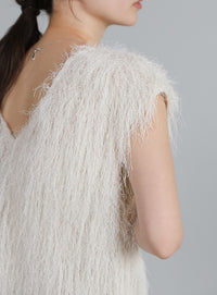 【Et】2WAY feather Short Vest