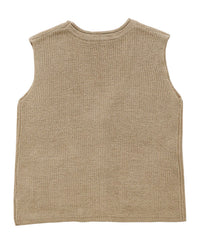 【Et】Linen-touch V-neck vest
