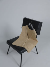 【Et】Linen-touch V-neck vest