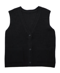 【Et】Linen-touch V-neck vest