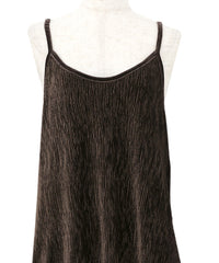 【Et】Lace-Hem Velour Crepe Asymmetry long Camisole