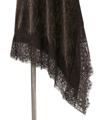 【Et】Lace-Hem Velour Crepe Asymmetry long Camisole