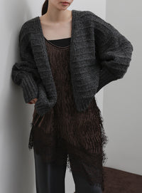 【Et】Lace-Hem Velour Crepe Asymmetry long Camisole