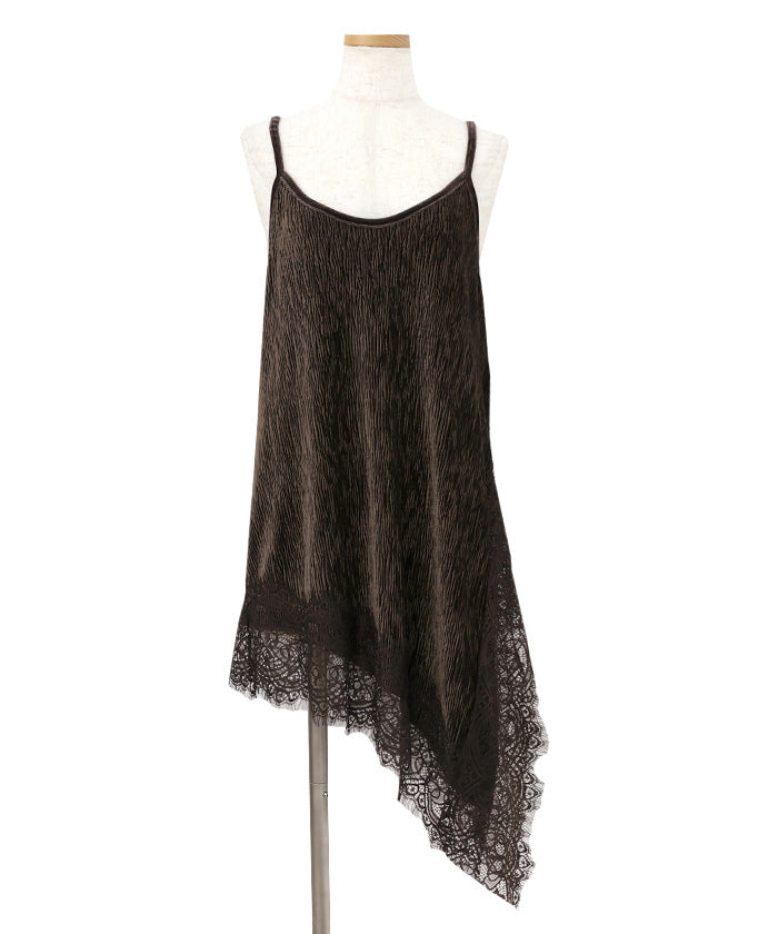 Et】Lace-Hem Velour Crepe Asymmetry long Camisole – SELECT MOCA
