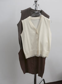 【Et】Knit wrap vest