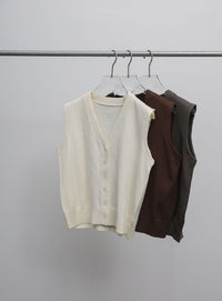 【Et】Knit wrap vest