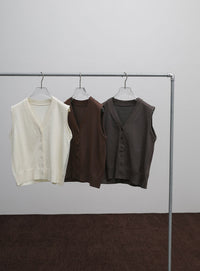 【Et】Knit wrap vest