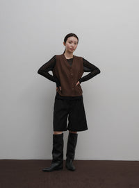 【Et】Knit wrap vest