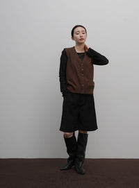 【Et】Knit wrap vest