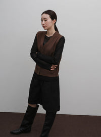 【Et】Knit wrap vest