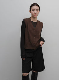 【Et】Knit wrap vest