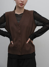 【Et】Knit wrap vest