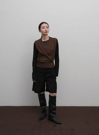 【Et】Knit wrap vest