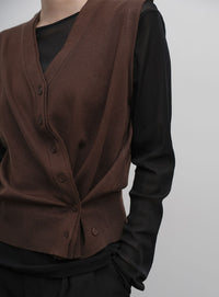 【Et】Knit wrap vest