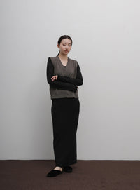 【Et】Knit wrap vest