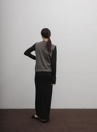 【Et】Knit wrap vest