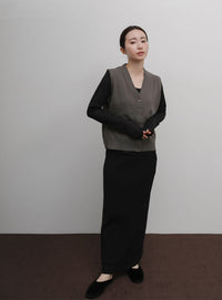 【Et】Knit wrap vest