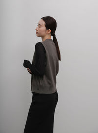 【Et】Knit wrap vest