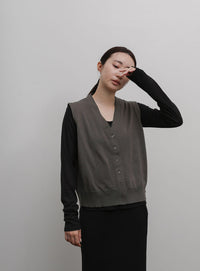 【Et】Knit wrap vest