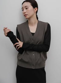 【Et】Knit wrap vest