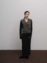 【Et】Knit wrap vest