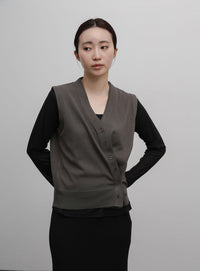 【Et】Knit wrap vest