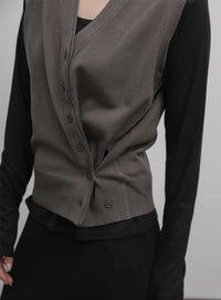 【Et】Knit wrap vest