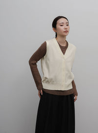 【Et】Knit wrap vest