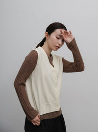 【Et】Knit wrap vest
